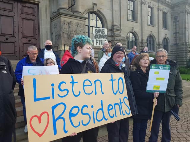 Campaigners outside South Shields Town Hall.