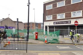 Landscaping work on the corner of The Cask Lounge at Crossgate.