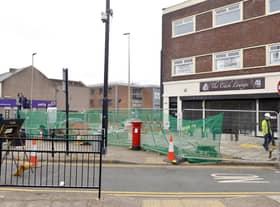 Landscaping work on the corner of The Cask Lounge at Crossgate.