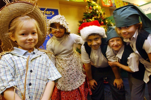 Some of the cast of The Christmas Scarecrow, which was the name of the 2005 Nativity at Marine Park Primary School.