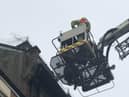 Firefighters free the trapped seagull