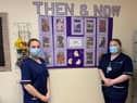 Nurses Emily Cameron and Abigail Owen with the display