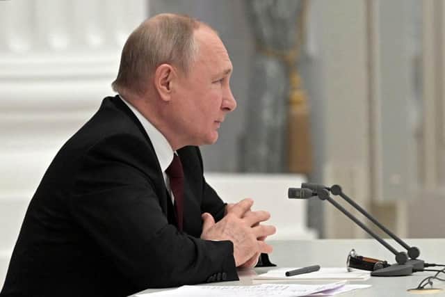 Russian President Vladimir Putin, pictured on Monday, February 21 in Moscow. Picture: Alexey Nikolsky/Sputnik/AFP via Getty Images.