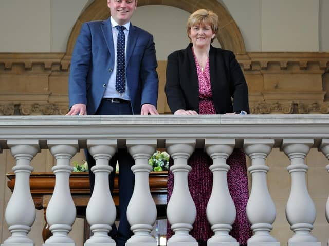 South Tyneside Council Leader Cllr Tracey Dixon and Chief Executive Jonathan Tew, at South Shields Town Hall.