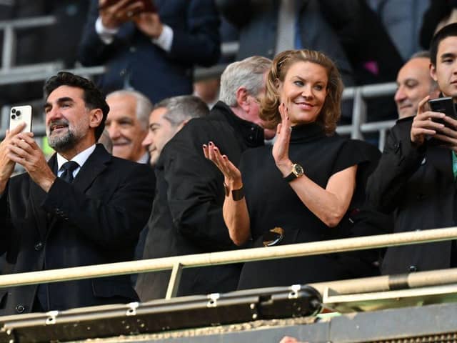 Newcastle United chairman Yasir Al-Rumayyan and co-owner Amanda Staveley at Wembley last month.