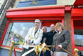 Official opening of Stems Exclusive on Whiteleas Way by Mayor Pat Hay and Mayoress Jean Copp with owners Rachel McKeith and Omar Ames.