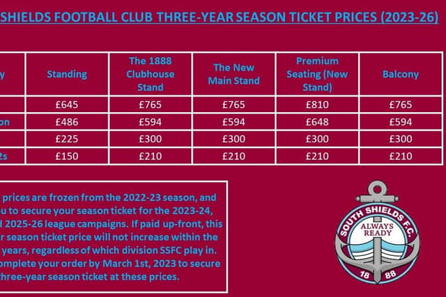 South Shields chairman reveals three-year price freeze offer to season ticket holders.