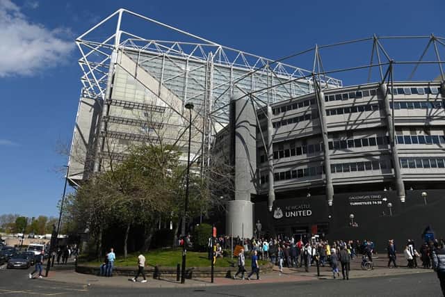 General view outside the stadium prior to the Premier League match between Newcastle United and Liverpool at St. James Park on April 30, 2022 in Newcastle upon Tyne, England. (Photo by Stu Forster/Getty Images)