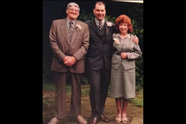 Keith, centre, pictured with dad Maurice and mum Lillian.