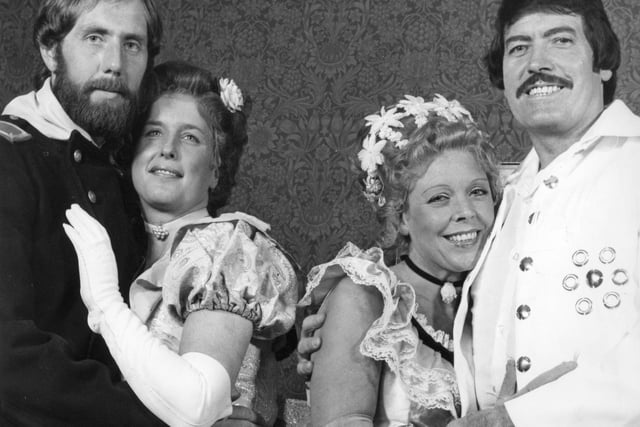 Members of the South Shields Amateur Operatic Society were ready to perform in 1978 - and what a show. Here are, left to right, Barry Hinchmore (who starred as Lt Gilmartin), Edith Kemp (Katie Brown); Ann Melennan (Calamity Jane); and Peter Charlton (Wild Bill Hickok).
