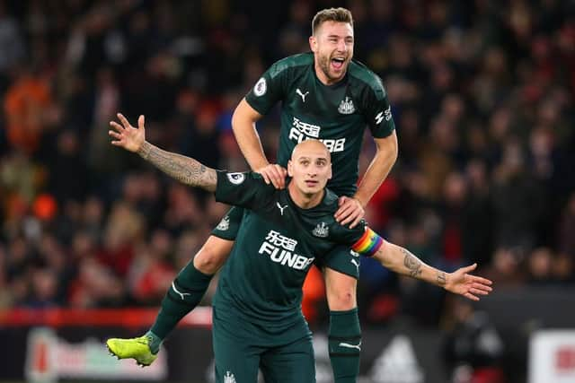 Jonjo Shelvey scored a memorable goal at Bramall Lane in December 2019. (Photo by Alex Livesey/Getty Images)