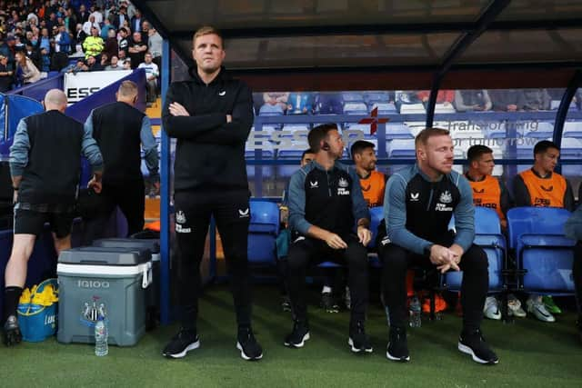 Newcastle United head coach Eddie Howe at Prenton Park.