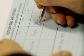 Civil partnership numbers fall.