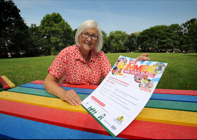 Cllr Joan Atkinson at Grange Park, East Boldon, which will host Summer Events during August.