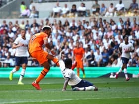Joelinton scoring his first Newcastle United goal away at Tottenham Hotspur in 2019 (Photo by Julian Finney/Getty Images)