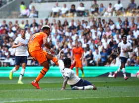 Joelinton scoring his first Newcastle United goal away at Tottenham Hotspur in 2019 (Photo by Julian Finney/Getty Images)