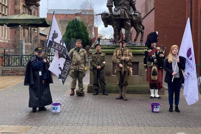 The marchers began their Saturday route at the South Shields war memorial