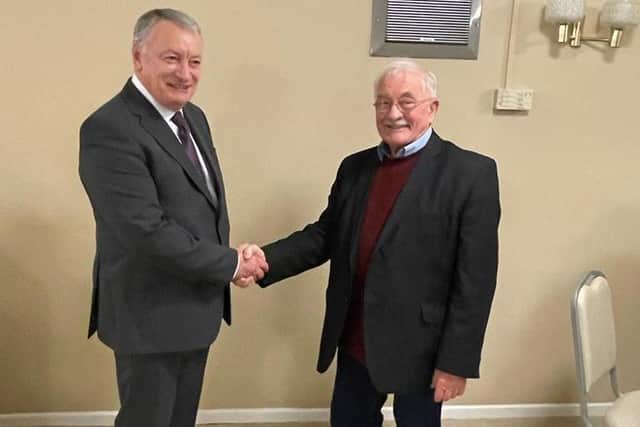 Whiteleas councillor Bill Brady (right) with Whiteleas candidate for 2022, Ken Dawes.