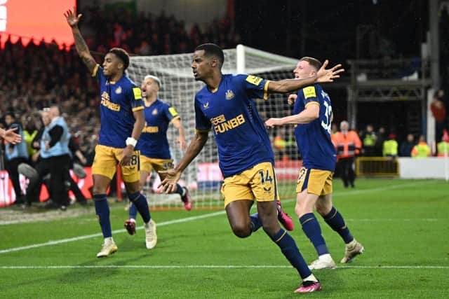 Newcastle United secured back-to-back victories after Alexander Isak's brace against Nottingham Forest (Photo by OLI SCARFF/AFP via Getty Images)