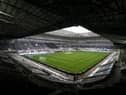 NEWCASTLE UPON TYNE, ENGLAND - NOVEMBER 01: General view inside the stadium prior to the Premier League match between Newcastle United and Everton at St. James Park on November 01, 2020 in Newcastle upon Tyne, England. Sporting stadiums around the UK remain under strict restrictions due to the Coronavirus Pandemic as Government social distancing laws prohibit fans inside venues resulting in games being played behind closed doors. (Photo by Alex Pantling/Getty Images)