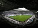 NEWCASTLE UPON TYNE, ENGLAND - NOVEMBER 01: General view inside the stadium prior to the Premier League match between Newcastle United and Everton at St. James Park on November 01, 2020 in Newcastle upon Tyne, England. Sporting stadiums around the UK remain under strict restrictions due to the Coronavirus Pandemic as Government social distancing laws prohibit fans inside venues resulting in games being played behind closed doors. (Photo by Alex Pantling/Getty Images)