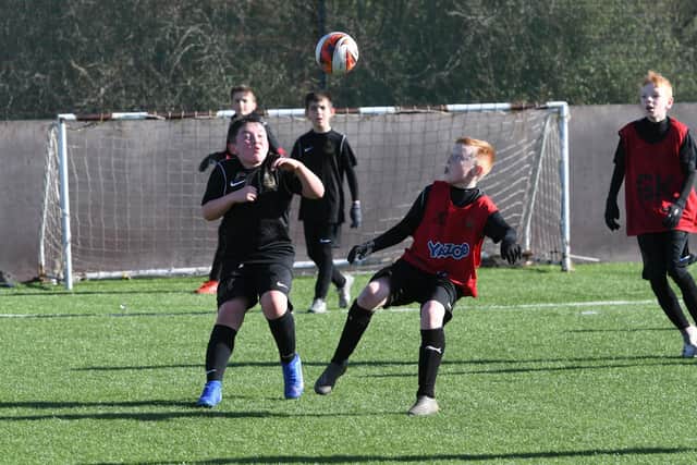 Action from a charity marathon five-a-side football match at Harton & Westoe Miners Welfare, on Friday.