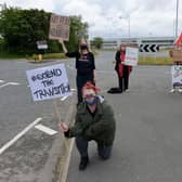 Campaigners pictured outside Nissan during an earlier demonstration.