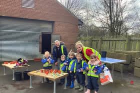 Children from Nurserytime Hebburn at Hebburn Cemetery