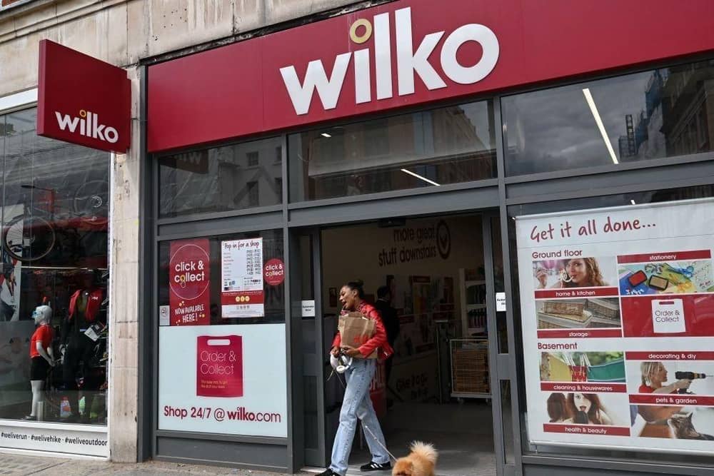 A shopper leaves a branch of Wilko, the high street retailer facing closure.