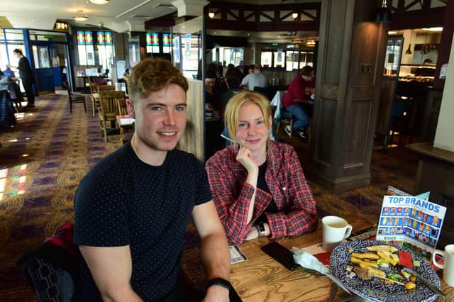 Andrew McLeod and Leaanne Baker in The Wouldhave, South Shields, on Monday.