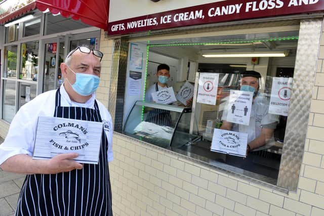 Colmans managing director Richard Ord, far left, seen at the launch of the South Shields firm's click and collect and delivery service earlier this year, insists the fish and chip business will survive the covid crisis and reach its centenary in 2026.