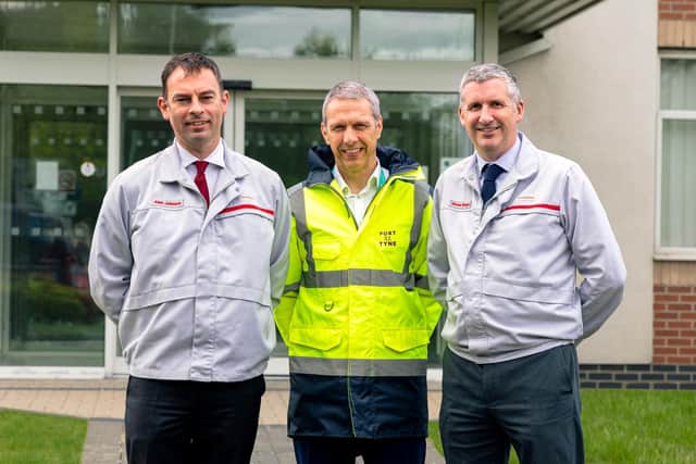 Port of Tyne's Matt Beeton (centre) with Nissan's Alan Johnson and Michael Simpson
