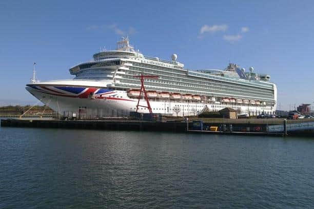 The Azura berthed in North Tyneside