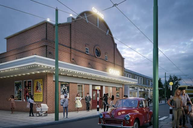 Artist’s impression produced by Space Architects of the exterior of The Grand cinema, which is being recreated in Beamish Museum's 1950s Town.