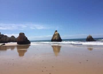 Empty beaches in Portimao during lockdown. Photo credit: Peter Taylor