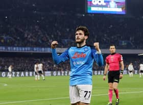 Napoli winger Khvicha Kvaratskhelia is reportedly a target for Newcastle United  (Photo by Francesco Pecoraro/Getty Images)