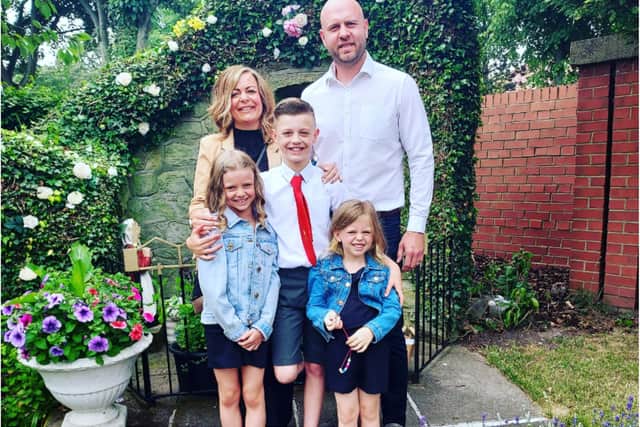 Joseph Chow with his mum Natasha, dad Phil and two younger sisters.