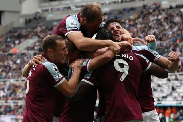 West Ham celebrate as simple errors cost Newcastle United (Photo by Ian MacNicol/Getty Images)