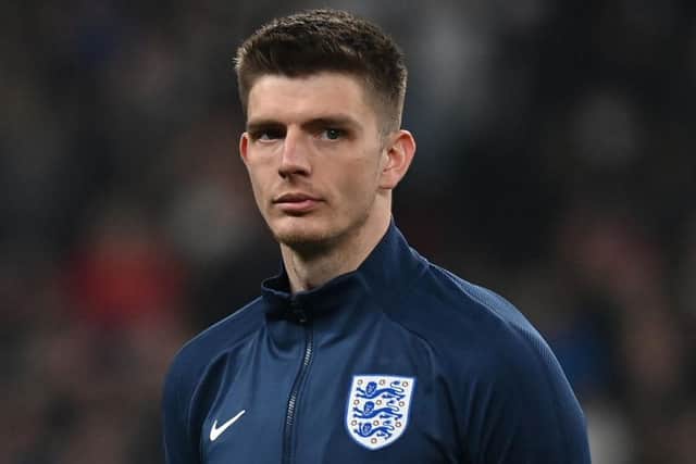 England's goalkeeper Nick Pope lines up ahead of during the international friendly football match between England and Ivory Coast at Wembley stadium in north London on March 29, 2022. (Photo by GLYN KIRK/AFP via Getty Images)