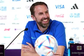 England head coach Gareth Southgate during a press conference at the Main Media Centre in Doha, Qatar. Picture date: (Photo credit: Martin Rickett/PA Wire)