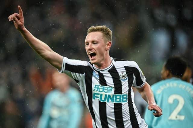 Newcastle United's Sean Longstaff celebrates after scoring his second Carabao Cup goal against Southampton last month.