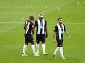 LONDON, ENGLAND - NOVEMBER 02: Allan Saint-Maximin, Deandre Yedlin and Jetro Willems of Newcastle United before the match during the Premier League match between West Ham United and Newcastle United at London Stadium on November 02, 2019 in London, United Kingdom. (Photo by Alex Pantling/Getty Images)