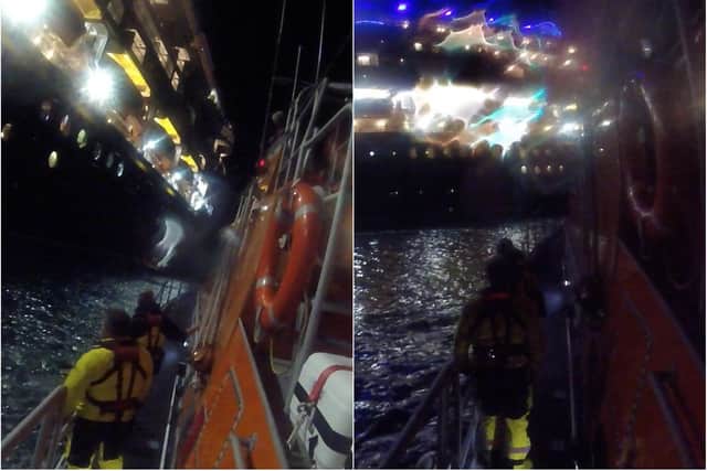 Crews were called to assist with a casualty aboard the Disney Magic. Pictures: Tynemouth RNLI.