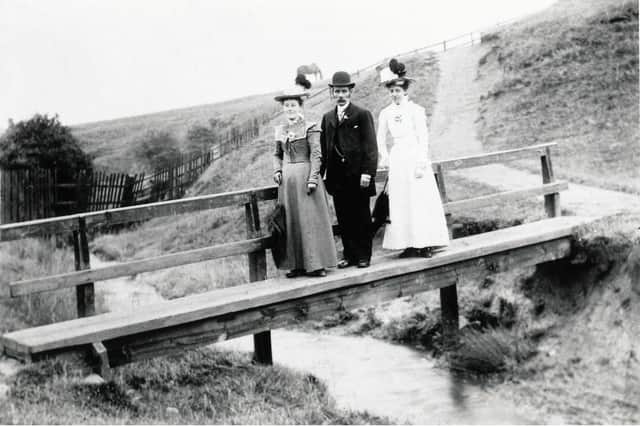Isabella Robinson, James Wardle and Sarah Wardle, at Bede Burn in 1905 when the well attracted picnickers. Our thanks to Norman Dunn.
