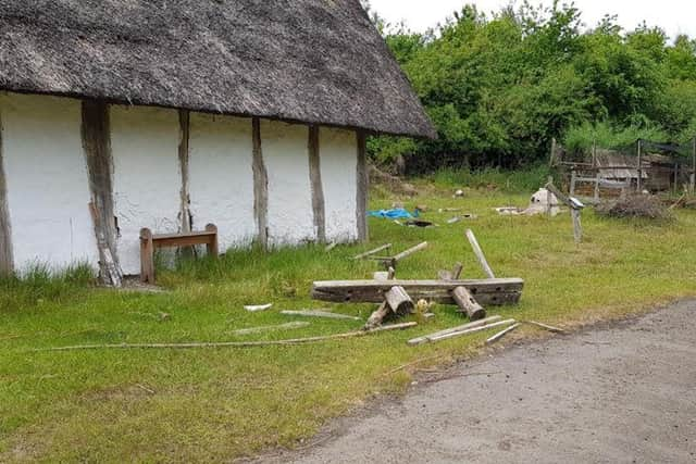 Vandals have left a trail of destruction at Jarrow Hall's Anglo-Saxon village.