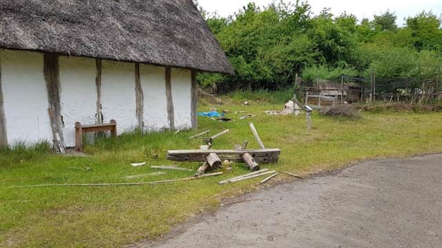 Vandals have left a trail of destruction at Jarrow Hall's Anglo-Saxon village.