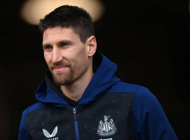 Newcastle defender Federico Fernandez looks on as e arrives at the stadium before the Premier League match between Newcastle United and Burnley at St. James Park on December 04, 2021 in Newcastle upon Tyne, England. (Photo by Stu Forster/Getty Images)