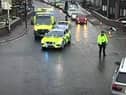 The scene on Albert Road after two road traffic collisions.

Photograph: North East Live Traffic