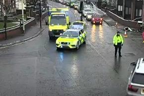 The scene on Albert Road after two road traffic collisions.

Photograph: North East Live Traffic