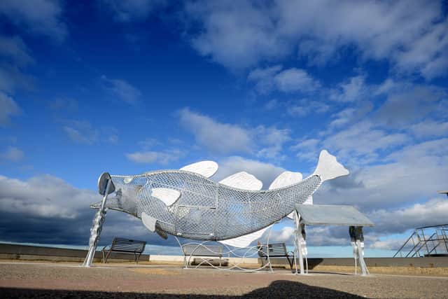 The new fish sculpture in South Shields.